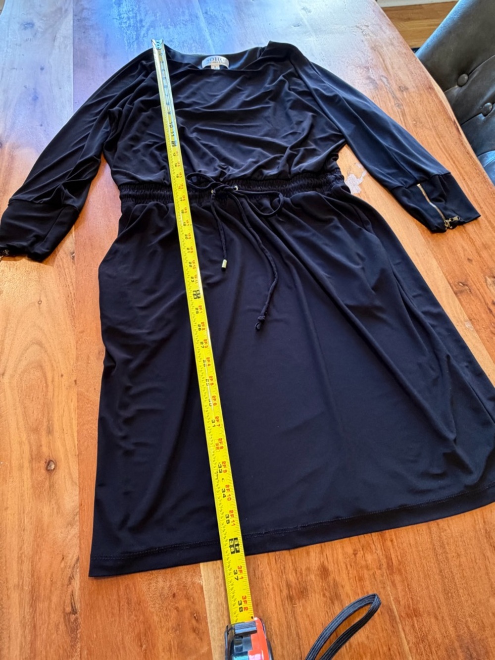 SOHO Apparel Classic Black Drawstring Waist Dress Pockets (GUC) - Picture 8 of 13